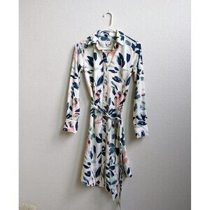 A New Day Long Sleeve Floral Collard Shirtdress XS